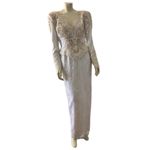 Vintage wedding sequenced dress with detachable skirt & train Ivory gold medium White Photo 3
