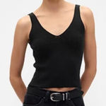 Gap sweater knit Black small cotton V-Neck Top shirt lightweight lagenlook NEW Photo 0