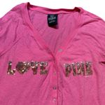 PINK - Victoria's Secret Vintage Victoria’s Secret‎ PINK Size S Sequin Knit Henley Long Sleeve Y2K Bling Photo 1