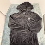 FILA Black Velour Half Zip Hoodie Women’s Small Plush Pullover Athleisure Sporty Photo 8