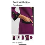 Chico's Sweater Jacket Womens XL Purple Black Contrast Trim Cardigan Button Photo 2