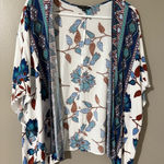 Staccato  Blue and White Relaxed Open Front Blouse Photo 0