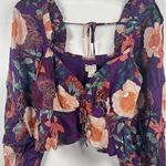 Band of Gypsies Band Of The Free Floriane Floral Print Crop Blouse Women Medium Boho Cottage NEW Photo 0