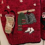 Coldwater Creek  Red Knit Ugly Holiday Sweater Cardigan Winter Activities Medium Photo 6