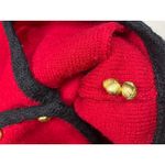 Karen Scott  Red Wool Cardigan Sweater Black Trim Gold Buttons Size L Photo 8