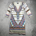 Hale Bob Dress Women XS White Blue Geometric Boho Bohemian Artsy Art to Wear Photo 1
