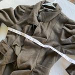 Ryu  Green Ruffled Wool Blend Buckle Mid Length Trench Coat Size S Photo 5