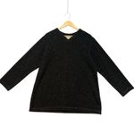 Coldwater Creek  Black Speckled Knit Pullover V-Neck Sweater USA‎ Made Large Photo 1