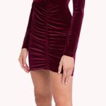 Black Halo  l Maroon Velvet Long Sleeve V Neck Mini Cocktail Bodycon Dress Size 0 Photo 2
