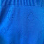 Vintage 60’s mixed knit fit and flare poof sleeve sweater dress blue small Blue Photo 5