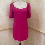 A New Day Women’s Puff Sleeve Linen Blend Dress Dark Pink Magenta L Photo 2