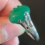 Green jade stone S925 silver ring size 10.5 Photo 5