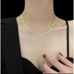 Boutique 3mm Gold Herringbone Necklace | Gold Plated‎ Sterling Silver Photo 13