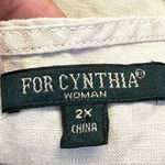 For Cynthia Plus Size  100% Linen S/S Tan Bell Sleeves Blouse Size 2X EUC #6767 Photo 6