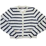 J.Crew NWT Brushed Cashmere Fitted Cardigan in Natural Navy Stripe Sweater S Photo 0