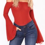 Bell Sleeve Bodysuit Red Photo 0