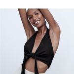 ZARA Women's  Black Tie-Front Crop Top Photo 4
