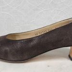Salvatore Ferragamo  Pumps Womens 9.5 AA Brown Calf Leather Block Kitten Heel Photo 0