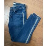 ZARA Bejeweled Stripe Dark Blue Denim Skinny Ankle Jeans Photo 0