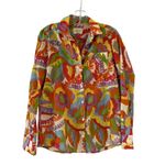 Sezane Tomboy Seventies Shirt Multi Red Green Button Front Size 32 XS Photo 1