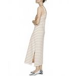 Mango 100% Cotton Cut-Out Striped Dress Macaroon NWT Khaki Size 4/Small Photo 8
