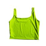 Solid Neon Green Crop Halter Top size S Black Photo 2