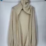 Mudd  Cream‎ Fuzzy Open Front Hoodie Cardigan Large light weight Photo 3