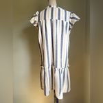 Cynthia Rowley  Blue cream Striped Mini Dress linen blend bohocottage core medium Photo 2