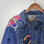 Vintage Y2K Embroidered Butterfly Denim‎ Jacket Size Large Blue Photo 3