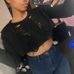 Hot Topic  knitted black sweater crop top Photo 0