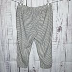 Old Navy Sz XL Gray Stripe Linen Blend High-Rise Pull On Straight Leg Crop Pants Photo 1