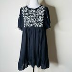 ZARA Black and White Floral Embroidered Boho Romper Photo 1