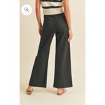 MIOU MUSE Black‎ Cropped Wide Leg Raw Hem Utility Style Pants Women's Black Size L Photo 3