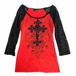 Daytrip Y2K Lace Long Sleeve Cross Top Size Medium Photo 0