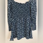 Reformation  Kelli Smocked Long Sleeve Floral Mini Dress in Elyse Navy sz Medium Photo 5