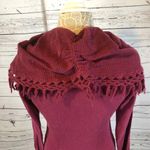 Anthropologie Angel of the north tassel Cowl neck sweater burgundy size small Photo 6