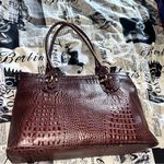 Etienne Aigner Rich Brown Crocodile Tote Photo 2