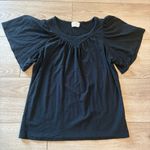 Nation Ltd  Acacia Smocked Flutter Sleeve Top Pima Cotton Black Size S Photo 0