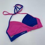Victoria's Secret PINK  Neon Pink & Blue Criss Cross Halter Bikini Top Size S Photo 0