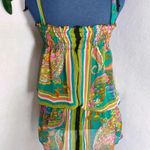 Vintage Sheer Scarf Tiered Blouse Top Green Photo 4