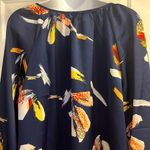 Lovestitch  Navy Floral with Tassel Keyhole Tie and Elastic 3/4 Sleeves- Medium Photo 7