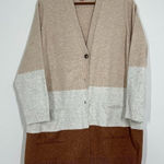 J.‎ Jill Size XL Neutral Colorblock Longline Cardigan Cozy Casual Office Classic Gray Photo 0