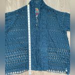 Johnny Was Cardigan Size Small Blue Bobble Crochet Floral Boho Coastal Festival Photo 10