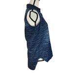 Chico's Chico’s SZ 0 (Small) Denim Top Button-Up Zebra Sleeveless Hi-Low Pockets Collar Photo 2