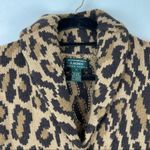 Lauren Ralph Lauren Leopard Print Lambswool Cardigan Sweater Button Front Sz Med Tan Photo 4