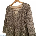 Rebecca Taylor  Sweatshirt Scoop Neck Leopard Print Gray Stylish Casual Fun Top S Photo 0