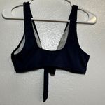 Cupshe Deep Love Solid Bikini Top Swimwear V-Neck Ribbed Tie Front Navy Blue M Photo 5