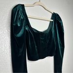 ZARA NWT Women's S Green Velvet Corset Top Long Sleeve Evening Night Out Dinner Photo 2