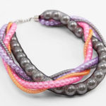 ZARA  Pink/Gray/Lavender/Orange Mesh Pearl Necklace.NWOT Photo 0