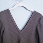 Bebe  Green Deep V-neck 3/4 Sleeve Crop Top Photo 2